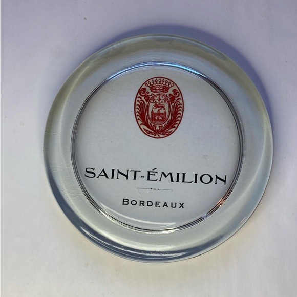 4 Heavy Round Glass Coasters Famous Wine Brand Labels Advertising Felt Backing - Picture 4 of 8